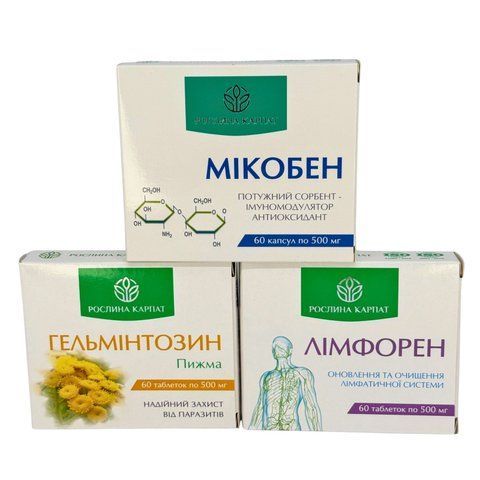 Программа очищения организма &ndash; Микобен, Гельминтозин, Лимфорен Рослина Карпат 485489 фото - купить в Livesta (Ливеста)